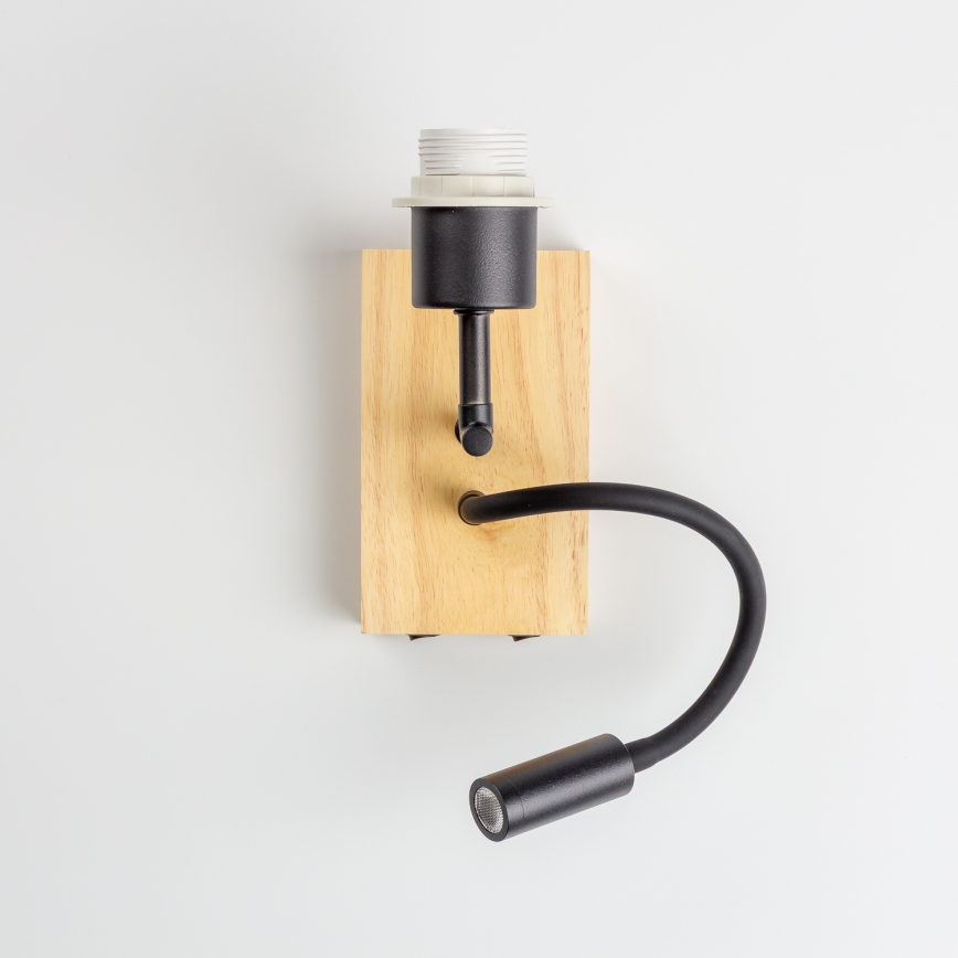 Brilagi - LED Dětská flexibilní nástěnná lampa BOBO WOOD 1xE27/25W/230V + LED/3W dub/černá/bílá/králíčci