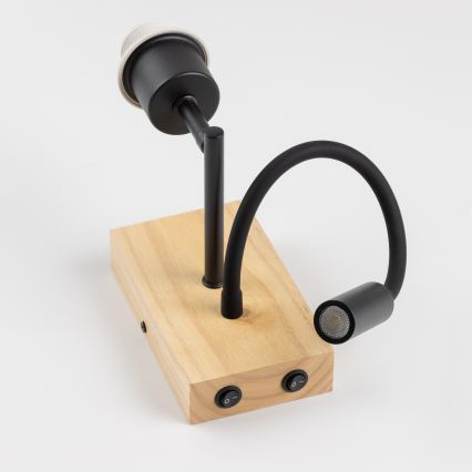 Brilagi - LED Dětská flexibilní nástěnná lampa BOBO WOOD 1xE27/25W/230V + LED/3W dub/černá/bílá/zvířátka