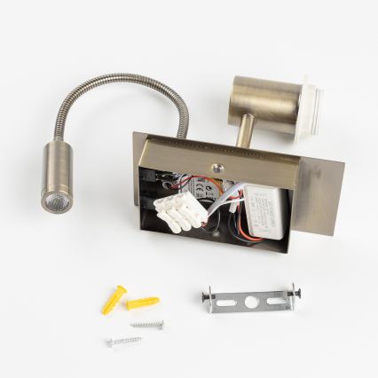 Brilagi - LED Flexibilní nástěnná lampa NUBILA 1xE27/25W/230V + LED/3W mosaz/oranžová