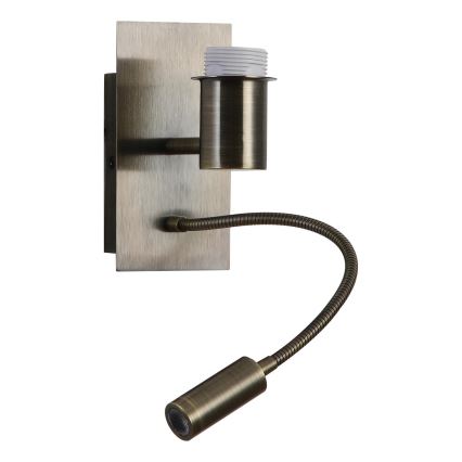 Brilagi - LED Flexibilní nástěnná lampa NUBILA 1xE27/25W/230V + LED/3W mosaz/světle šedá