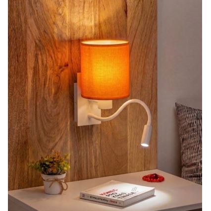 Brilagi - LED Flexibilní nástěnná lampa NUBILA 1xE27/25W/230V + LED/3W bílá/oranžová