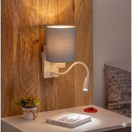 Brilagi - LED Flexibilní nástěnná lampa NUBILA 1xE27/25W/230V + LED/3W bílá/světle šedá