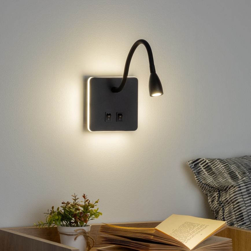 Brilagi - LED Flexibilní nástěnná lampa MAYA Double LED/4W/230V + LED/3W černá