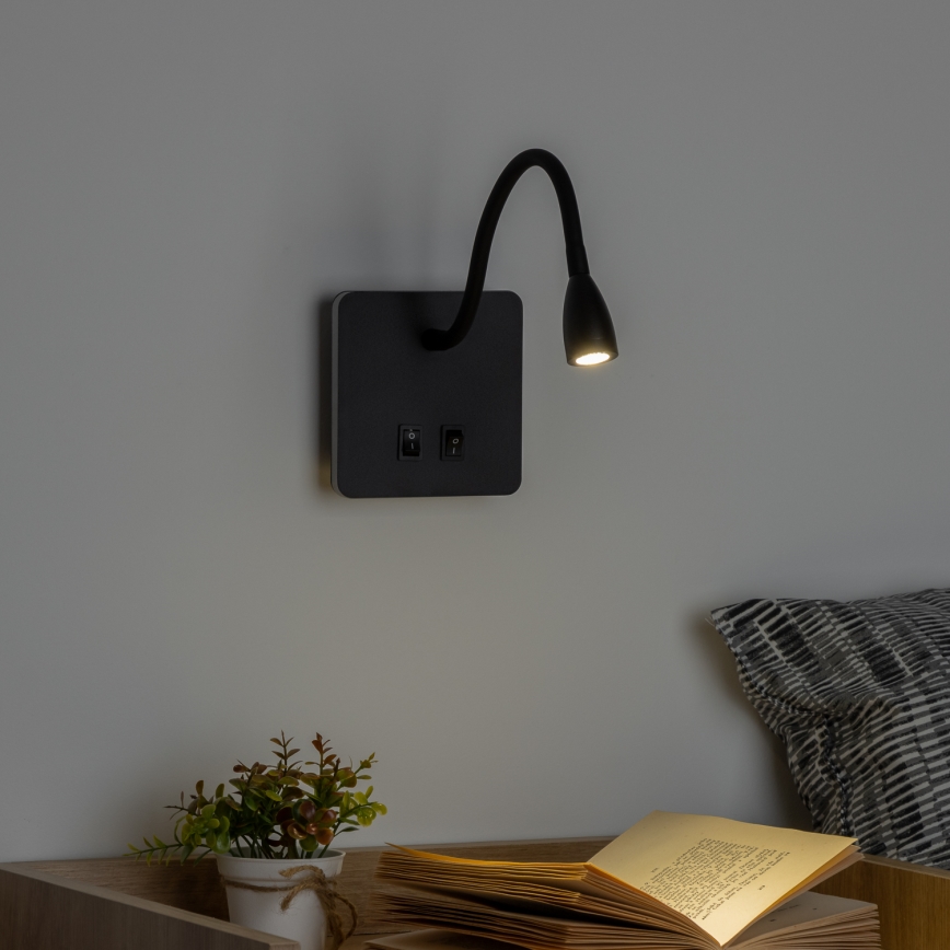 Brilagi - LED Flexibilní nástěnná lampa MAYA Double LED/4W/230V + LED/3W černá