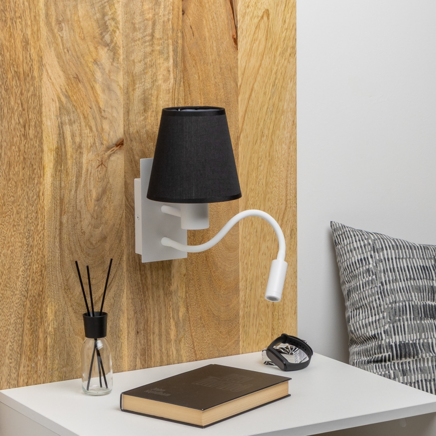 Brilagi - LED Flexibilní nástěnná lampa NUBILA 1xE27/25W/230V + LED/3W bílá/černá