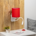 Brilagi - LED Flexibilní nástěnná lampa NUBILA 1xE27/25W/230V + LED/3W bílá/červená