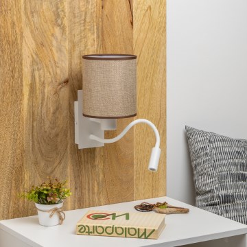 Brilagi - LED Flexibilní nástěnná lampa NUBILA 1xE27/25W/230V + LED/3W bílá/hnědá