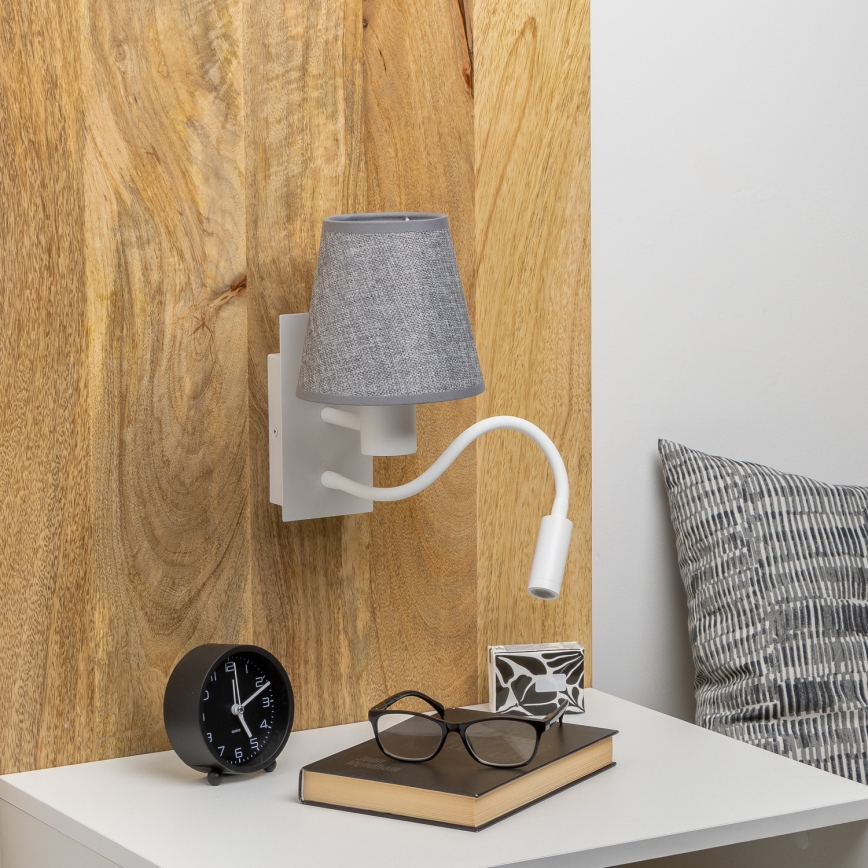 Brilagi - LED Flexibilní nástěnná lampa NUBILA 1xE27/25W/230V + LED/3W bílá/šedá