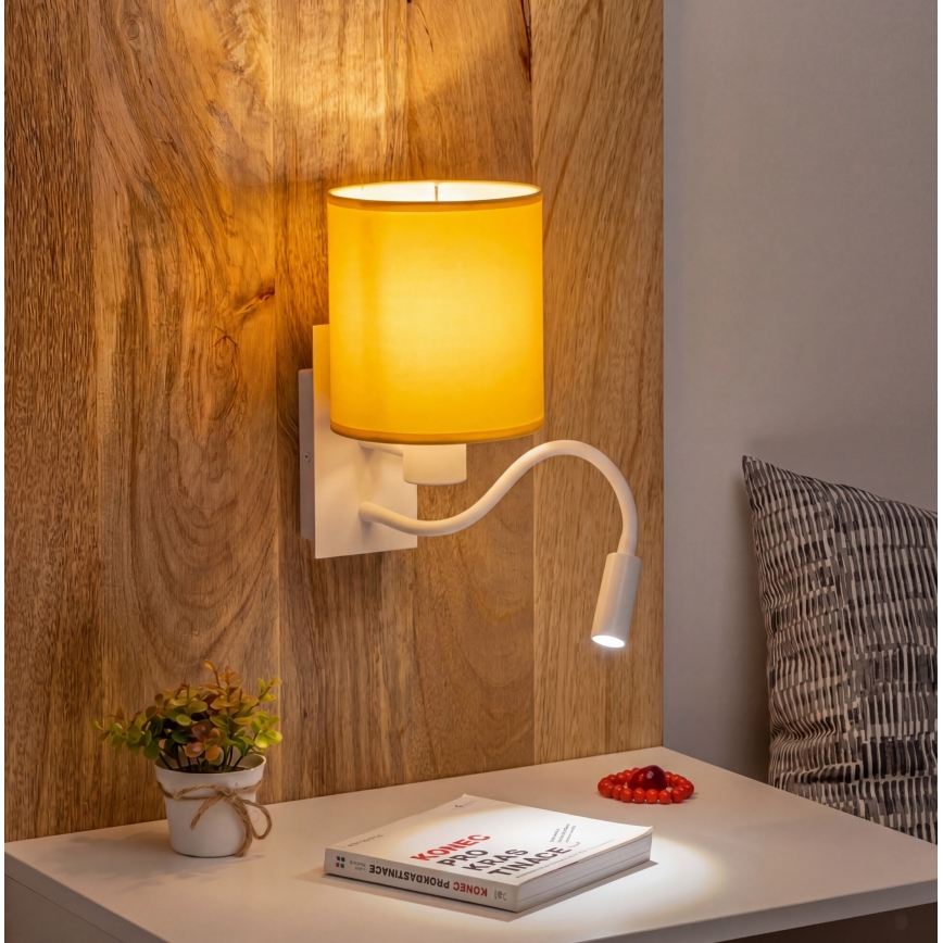 Brilagi - LED Flexibilní nástěnná lampa NUBILA 1xE27/25W/230V + LED/3W bílá/žlutá