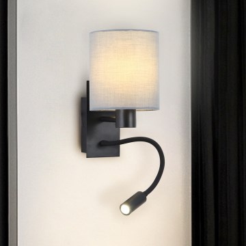 Brilagi - LED Flexibilní nástěnná lampa NUBILA 1xE27/25W/230V + LED/3W černá/šedá