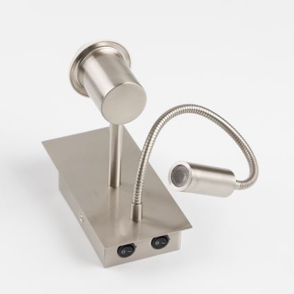 Brilagi - LED Flexibilní nástěnná lampa NUBILA 1xE27/25W/230V + LED/3W matný chrom/žlutá