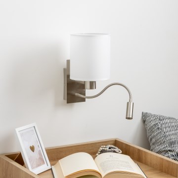 Brilagi - LED Flexibilní nástěnná lampa NUBILA 1xE27/25W/230V + LED/3W matný chrom/bílá