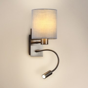Brilagi - LED Flexibilní nástěnná lampa NUBILA 1xE27/25W/230V + LED/3W matný chrom/šedá
