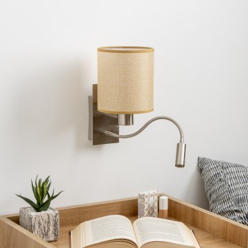 Brilagi - LED Flexibilní nástěnná lampa NUBILA 1xE27/25W/230V + LED/3W matný chrom/světle hnědá