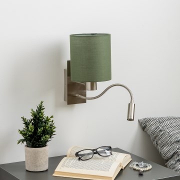 Brilagi - LED Flexibilní nástěnná lampa NUBILA 1xE27/25W/230V + LED/3W matný chrom/zelená