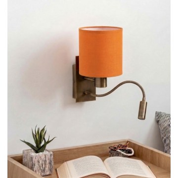 Brilagi - LED Flexibilní nástěnná lampa NUBILA 1xE27/25W/230V + LED/3W mosaz/oranžová