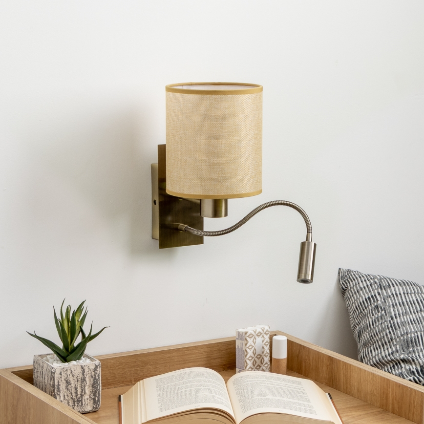 Brilagi - LED Flexibilní nástěnná lampa NUBILA 1xE27/25W/230V + LED/3W mosaz/světle hnědá