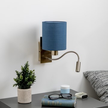 Brilagi - LED Flexibilní nástěnná lampa NUBILA 1xE27/25W/230V+ LED/3W mosaz/tmavě modrá