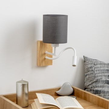 Brilagi - LED Flexibilní nástěnná lampa NUBILA WOOD 1xE27/25W/230V + LED/3W dub/antracit