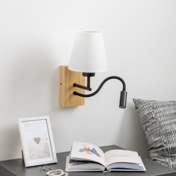 Brilagi - LED Flexibilní nástěnná lampa NUBILA WOOD 1xE27/25W/230V + LED/3W dub/bílá