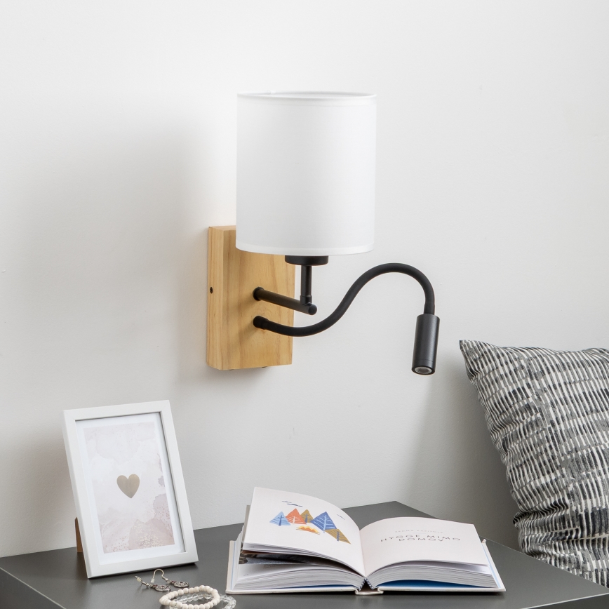 Brilagi - LED Flexibilní nástěnná lampa NUBILA WOOD 1xE27/25W/230V + LED/3W dub/bílá