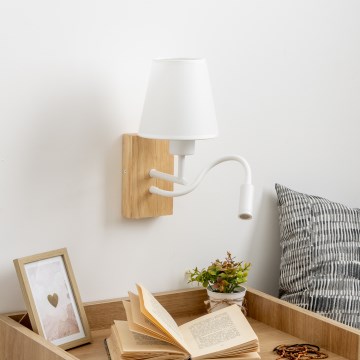 Brilagi - LED Flexibilní nástěnná lampa NUBILA WOOD 1xE27/25W/230V + LED/3W dub/bílá