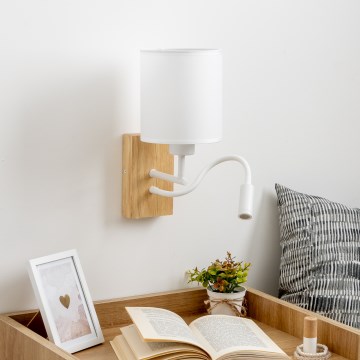 Brilagi - LED Flexibilní nástěnná lampa NUBILA WOOD 1xE27/25W/230V + LED/3W dub/bílá