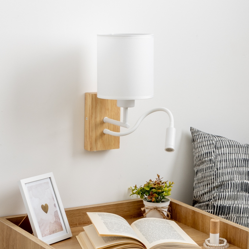 Brilagi - LED Flexibilní nástěnná lampa NUBILA WOOD 1xE27/25W/230V + LED/3W dub/bílá