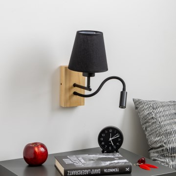 Brilagi - LED Flexibilní nástěnná lampa NUBILA WOOD 1xE27/25W/230V + LED/3W dub/černá