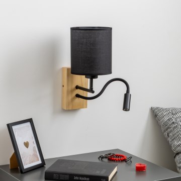 Brilagi - LED Flexibilní nástěnná lampa NUBILA WOOD 1xE27/25W/230V + LED/3W dub/černá