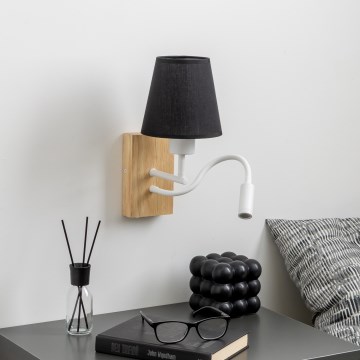 Brilagi - LED Flexibilní nástěnná lampa NUBILA WOOD 1xE27/25W/230V + LED/3W dub/černá