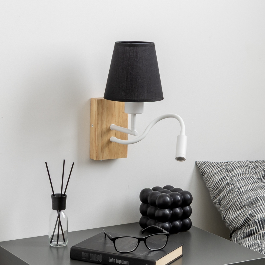Brilagi - LED Flexibilní nástěnná lampa NUBILA WOOD 1xE27/25W/230V + LED/3W dub/černá