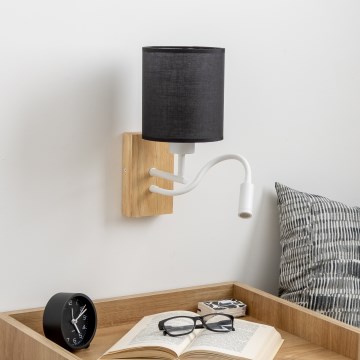 Brilagi - LED Flexibilní nástěnná lampa NUBILA WOOD 1xE27/25W/230V + LED/3W dub/černá