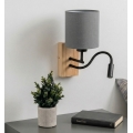 Brilagi - LED Flexibilní nástěnná lampa NUBILA WOOD 1xE27/25W/230V + LED/3W dub/černá/světle šedá