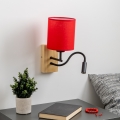 Brilagi - LED Flexibilní nástěnná lampa NUBILA WOOD 1xE27/25W/230V + LED/3W dub/červená