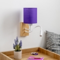 Brilagi - LED Flexibilní nástěnná lampa NUBILA WOOD 1xE27/25W/230V + LED/3W dub/fialová