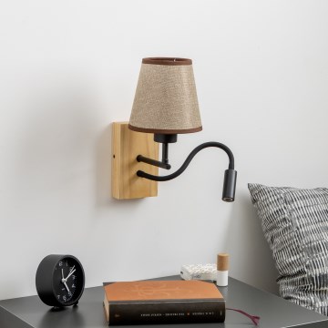 Brilagi - LED Flexibilní nástěnná lampa NUBILA WOOD 1xE27/25W/230V + LED/3W dub/hnědá