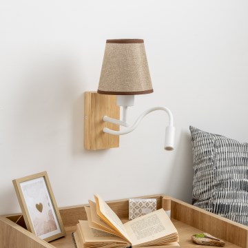 Brilagi - LED Flexibilní nástěnná lampa NUBILA WOOD 1xE27/25W/230V + LED/3W dub/hnědá
