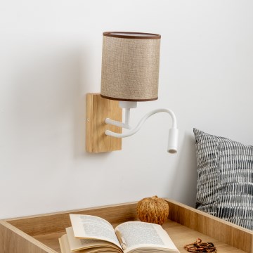 Brilagi - LED Flexibilní nástěnná lampa NUBILA WOOD 1xE27/25W/230V + LED/3W dub/hnědá