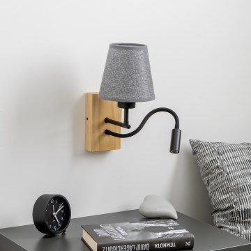 Brilagi - LED Flexibilní nástěnná lampa NUBILA WOOD 1xE27/25W/230V + LED/3W dub/šedá