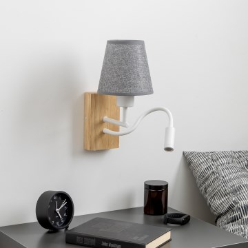 Brilagi - LED Flexibilní nástěnná lampa NUBILA WOOD 1xE27/25W/230V + LED/3W dub/šedá