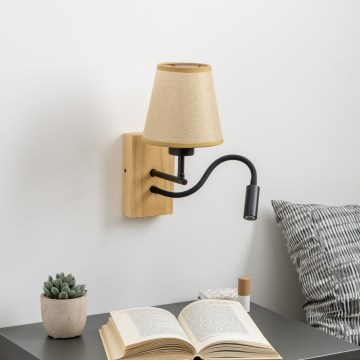 Brilagi - LED Flexibilní nástěnná lampa NUBILA WOOD 1xE27/25W/230V + LED/3W dub/světle hnědá