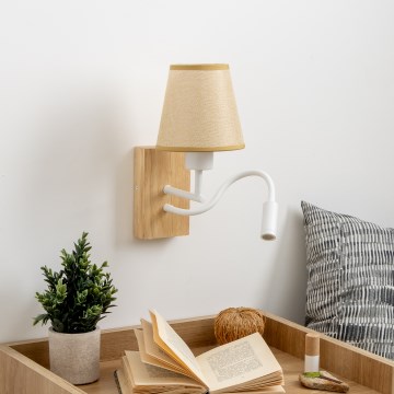 Brilagi - LED Flexibilní nástěnná lampa NUBILA WOOD 1xE27/25W/230V + LED/3W dub/světle hnědá