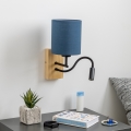Brilagi - LED Flexibilní nástěnná lampa NUBILA WOOD 1xE27/25W/230V + LED/3W dub/tmavě modrá