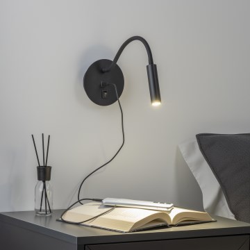 Brilagi - LED Flexibilní nástěnná lampa s USB portem MAYA LED/3W/230V 4000K černá