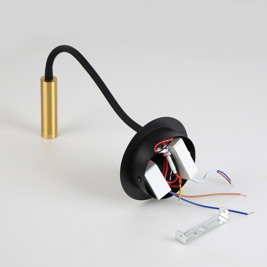 Brilagi - LED Flexibilní nástěnná lampa s USB portem MAYA LED/3W/230V 4000K černá/zlatá