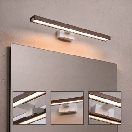 Brilagi - LED Koupelnové osvětlení zrcadla 3v1 WOODY MIRROR 3v1 LED/12W/230V 60 cm IP44 bílá/dub ořech
