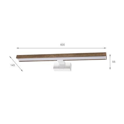 Brilagi - LED Koupelnové osvětlení zrcadla 3v1 WOODY MIRROR 3v1 LED/12W/230V 60 cm IP44 bílá/dub ořech