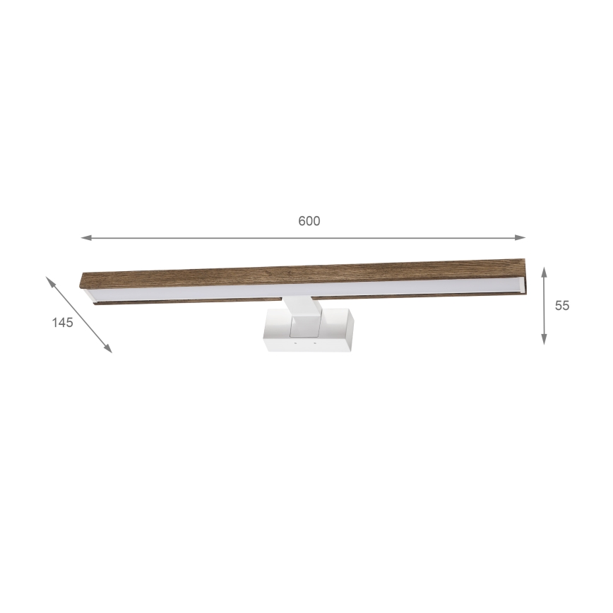 Brilagi - LED Koupelnové osvětlení zrcadla 3v1 WOODY MIRROR 3v1 LED/12W/230V 60 cm IP44 bílá/dub ořech