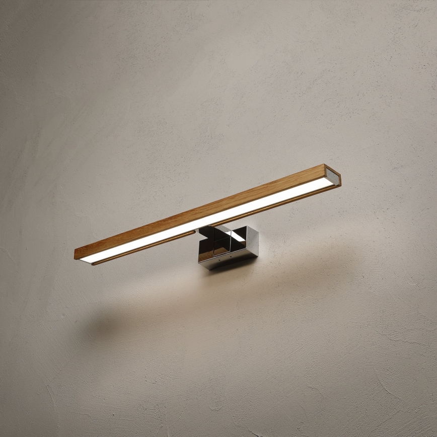 Brilagi - LED Koupelnové osvětlení zrcadla 3v1 WOODY MIRROR LED/12W/230V 60 cm IP44 lesklý chrom/dub